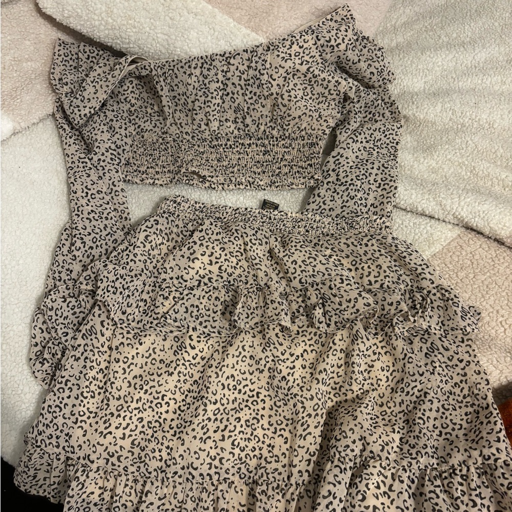 Japna Cream and Black Animal Print Top